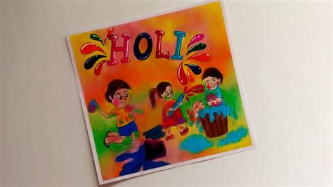 Easy Holi Drawing For Kids Step By Step Holi Festival Drawing With