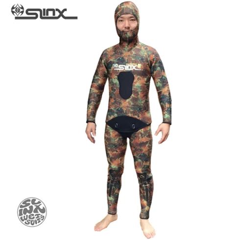 SLINX 1402 5mm Neoprene Camouflage Men Two Pieces Scuba Diving Suit