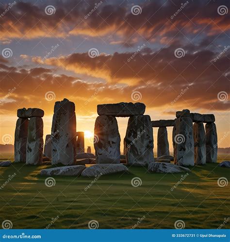 The Famous Stonehenge In England On A Sunrise Background Stock