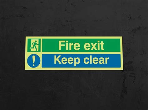 Fire Exit Glow In The Dark Safety Sign Free Delivery