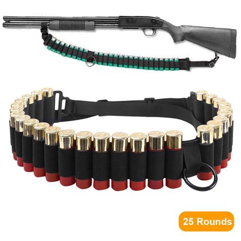 Tactical 25 Rounds 12 20 Gauge Shotgun Ammo Belt Shell Holder Bandolier Belt Military Hunting