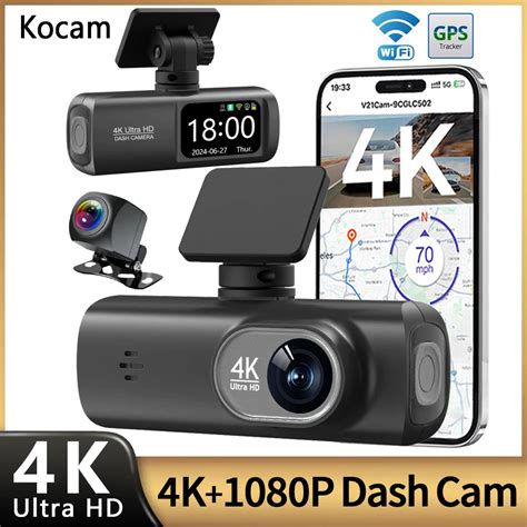 K Uhd Dash Cam Para Carro C Mera Frente Traseira Lente Dupla Gps Wi Fi