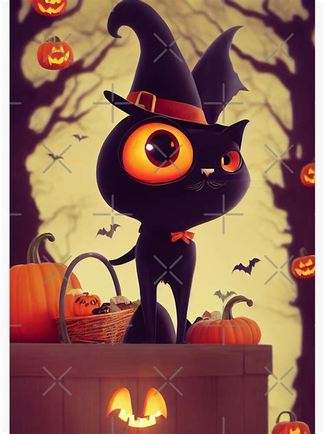 "Evil Black Halloween Cat | Curious Halloween Black Cat" Sticker for ...