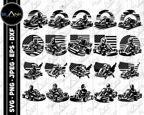 Go Kart Bundle Svg Png Jpeg Eps Dxf Bundle Silhouette Cricut Commercial