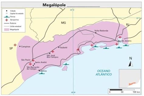 Observe o mapa Que megalopole está retratada nele brainly br