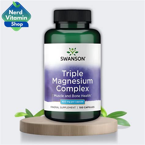 แมกนเซยมรวม 3 ชนด Swanson Triple Magnesium Complex 400 mg 100