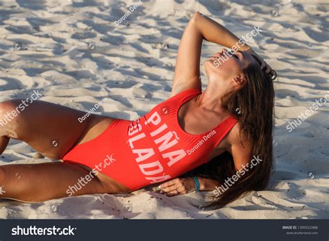 Lovely Sexy Brunette Girl Swimsuit Posing Stock Photo Shutterstock