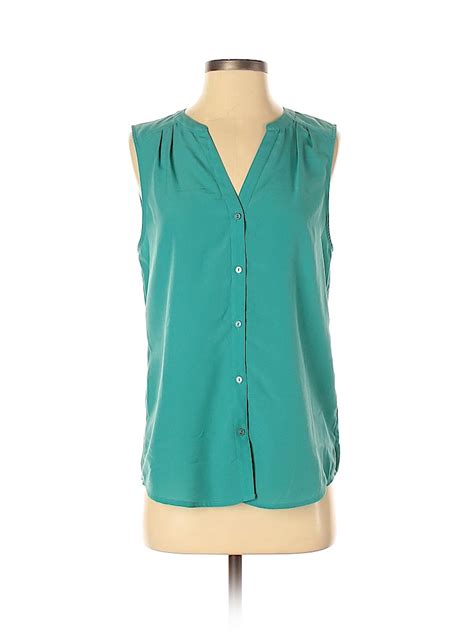 Chelsea28 100 Polyester Solid Teal Sleeveless Blouse Size S 91 Off