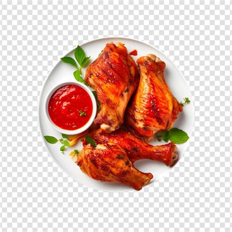 Premium Psd Grilled Chicken Or Roasted Bbq With Spices And Tomato On