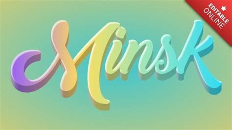 Minsk Multicolor Pastel 3d Text Effect Generator