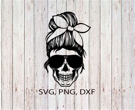 Layered Mom Skull Svg Messy Bun Skull Svg Mom Life Svg Etsy