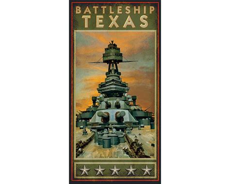 Poster of the Battleship Texas Museum Close to the San - Etsy