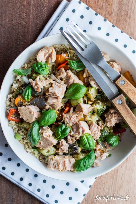 Assiette Complète au Quinoa aux Légumes Grillés et au Thon Sauce à l