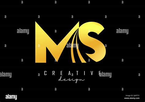 Creative Golden Letter Ms M S Logo With Leading Lines And Road Concept