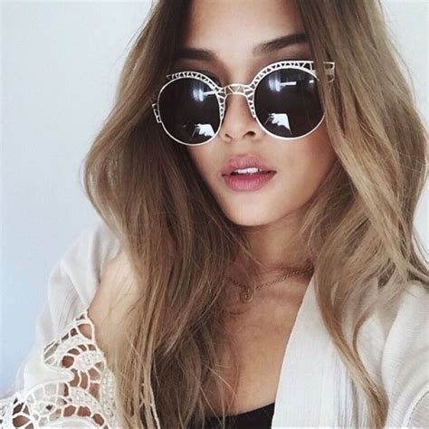 Womens Round Metal Laser Cut Cat Eye Sunglasses Sunglasses Women