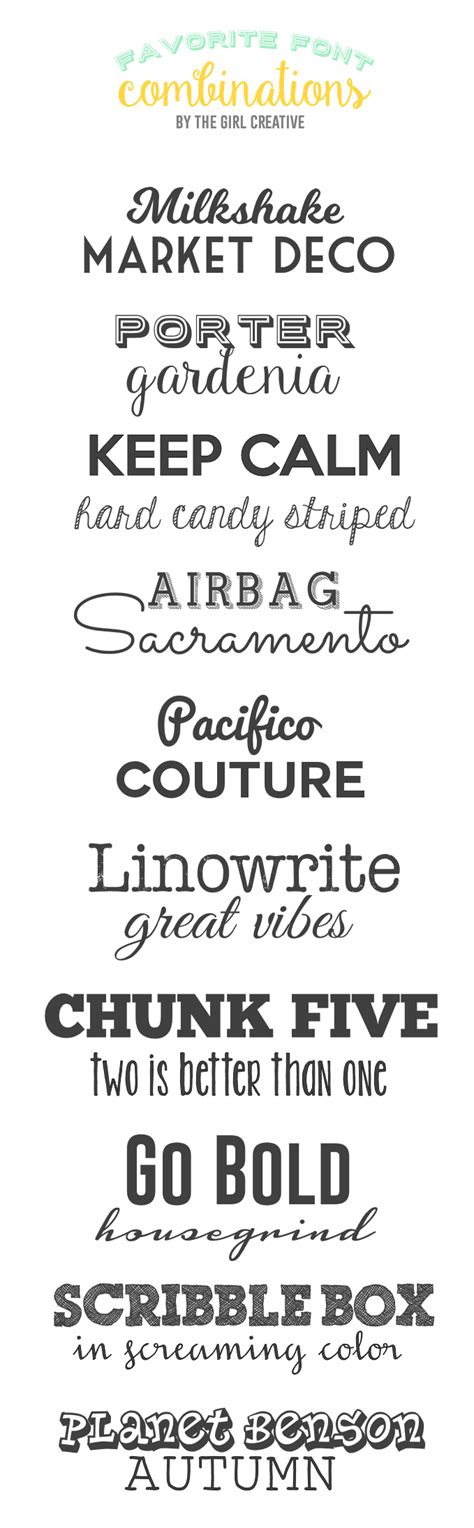 Favorite Font Combinations The Girl Creative