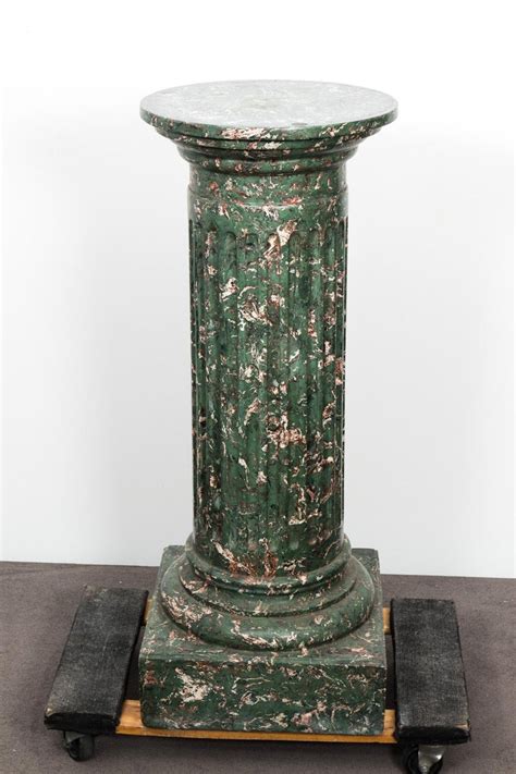 Pair Of Faux Marble Column Pedestals At 1stdibs