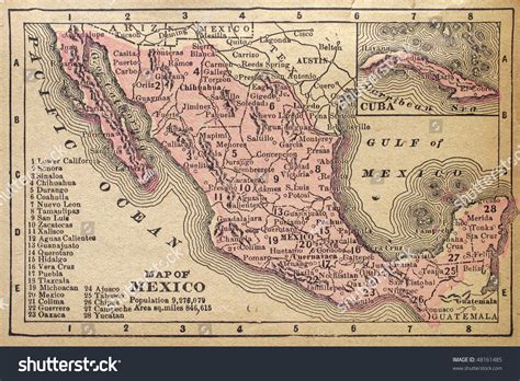 Mexico Circa 1880 See Entire Map Stock Photo 48161485 Shutterstock
