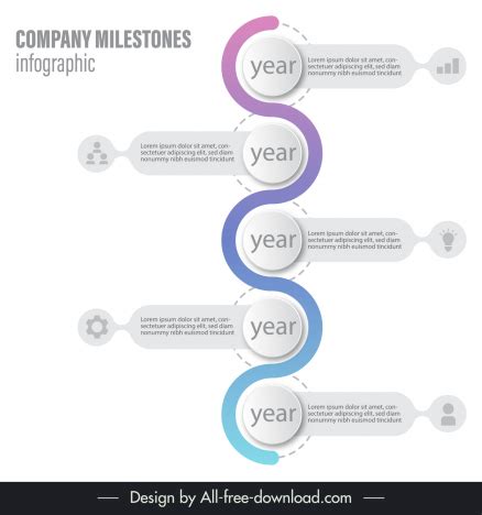 Milestones Infographic Template Elegant Curved Line Circles Vectors