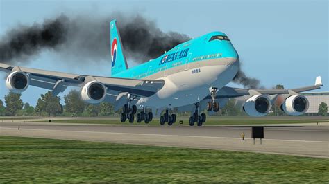 Boeing 747 Korean Air Emergency Landing With One Engine Fire X