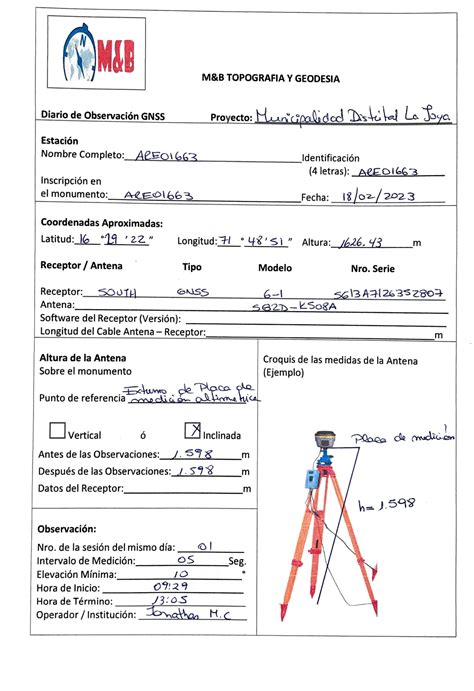 Diario DE Observaciones 1 M B TOPOGRAFIA Y GEODESIA Diario De