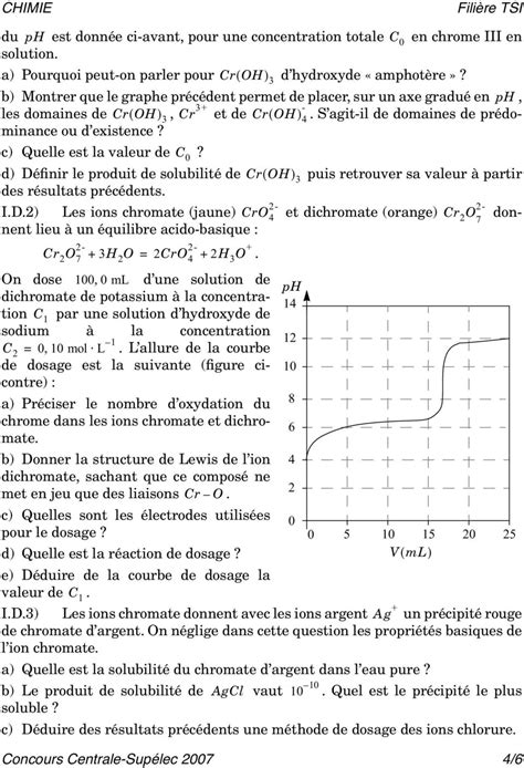 Exercice V Dosage Du Fer Ii Par Le Dichromate Enonc Free