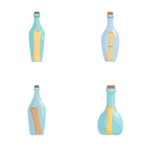 Premium Vector Set Of Cartoon Glass Bottles With Colorful Liquids