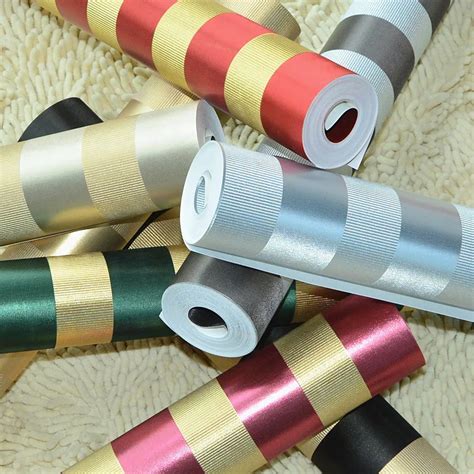 Free shipping 8 colors stripe Pattern golden foil wallpaper for living ...