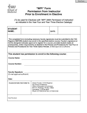 Fillable Online Siumed Wpi Form Siu School Of Medicine Fax Email