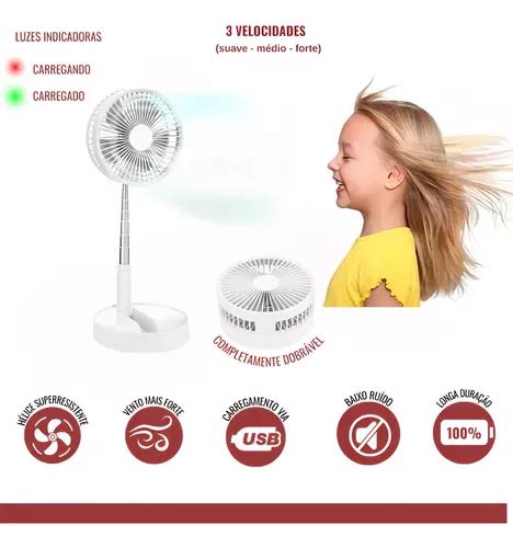 Ventilador Telescópico Portátil Silencioso Retrátil Dobrável Frete grátis