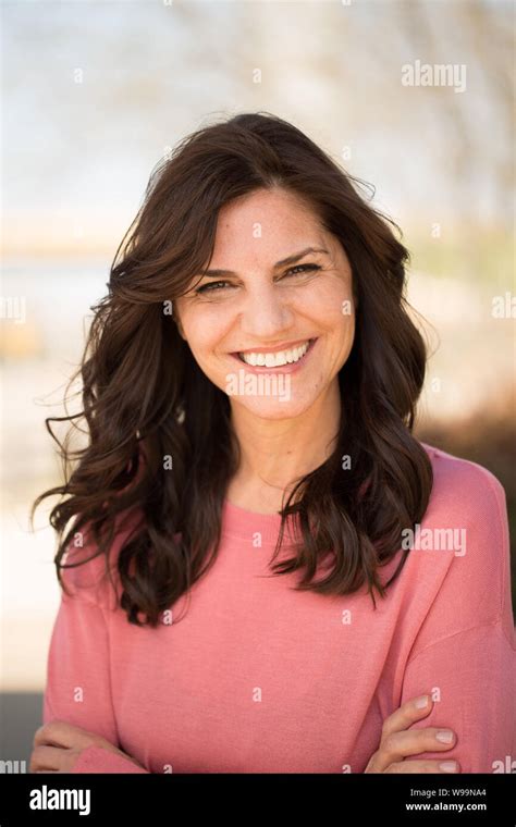 Beautiful Mature Middle Age Woman Smiling Outside Stock Photo Alamy