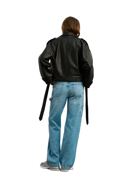 Meotine Bobby Leather Jacket Sort Follestad