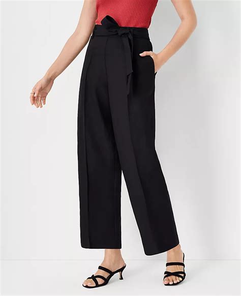 The Tie Waist Straight Ankle Pant In Linen Blend