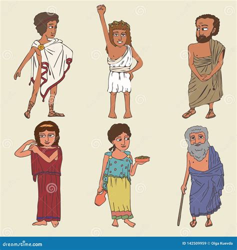 Ancient Greek Characters Set Stock Vector - Illustration of greece, civilization: 142509959