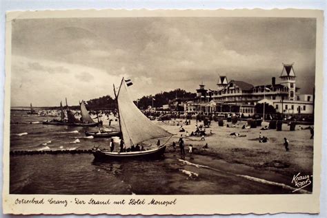 Ak Ostseebad Cranz Der Strand Mit Hotel Monopol Er Jahre Von