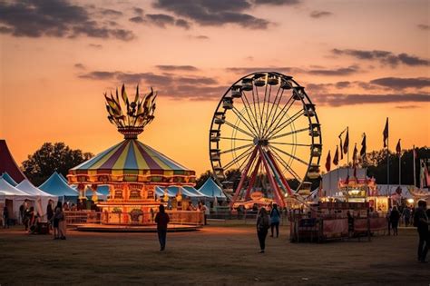 Premium Photo A Carnival With Rides And Tents