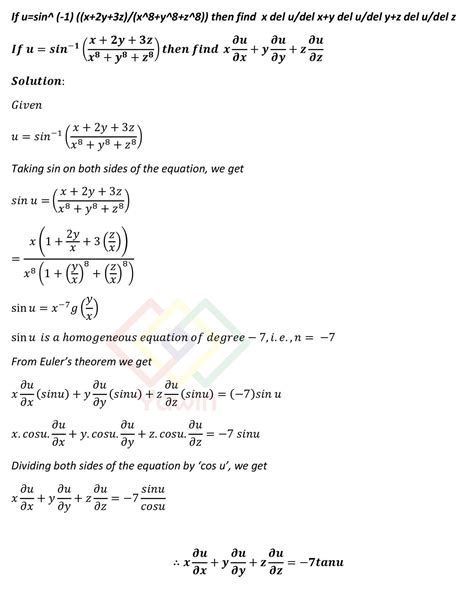 If U Sin 1 X 2y 3z X 8 Y 8 Z 8 Then Find X ∂u ∂x Y ∂u ∂y Z ∂u ∂z Yawin