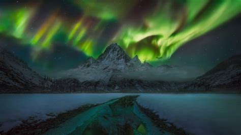 Alaska Aurora Borealis P Polar Lights Winter Night Atmosphere