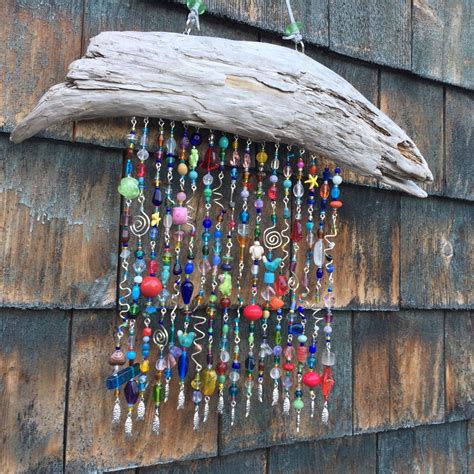 Maine Driftwood Beaded Suncatcher Features Colorful Glass And Etsy