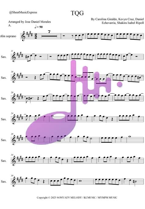 Karol G Tqg Soprano Sax Latin Sheets By Sheet Music Express