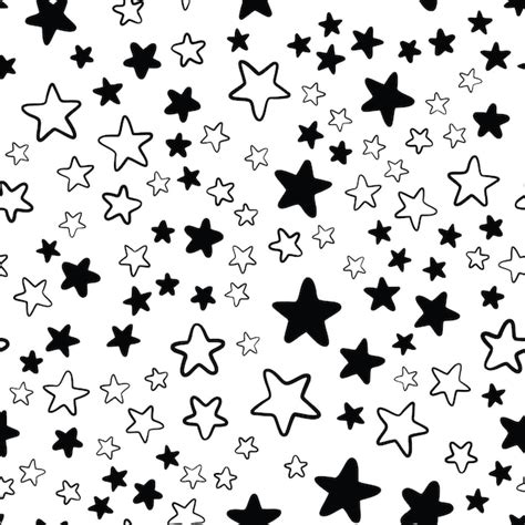 Premium Vector Seamless Pattern With Black Stars On A White