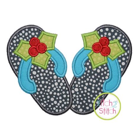 Holly Flip Flops Applique Machine Embroidery Designs By Juju