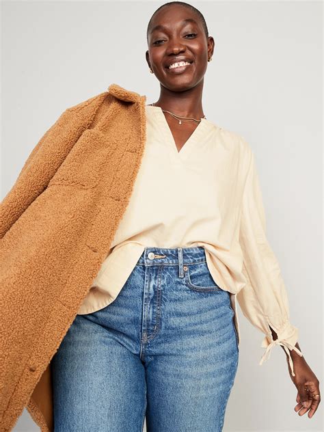 Split Neck Puff Sleeve Blouse Old Navy