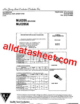 Mje Datasheet Pdf New Jersey Semi Conductor Products Inc