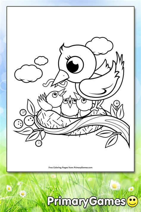 Baby Birds In Nest Coloring Pages