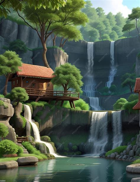 Premium Photo | 3d animation waterfall of wallpaper