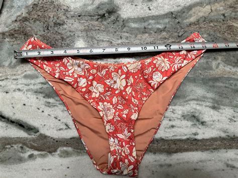 J Crew Bikini Bottom Womens Medium Pink White Floral Cheeky Swimsuit