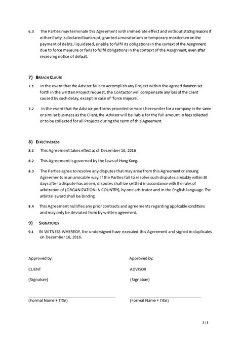 Advisor Agreement Template