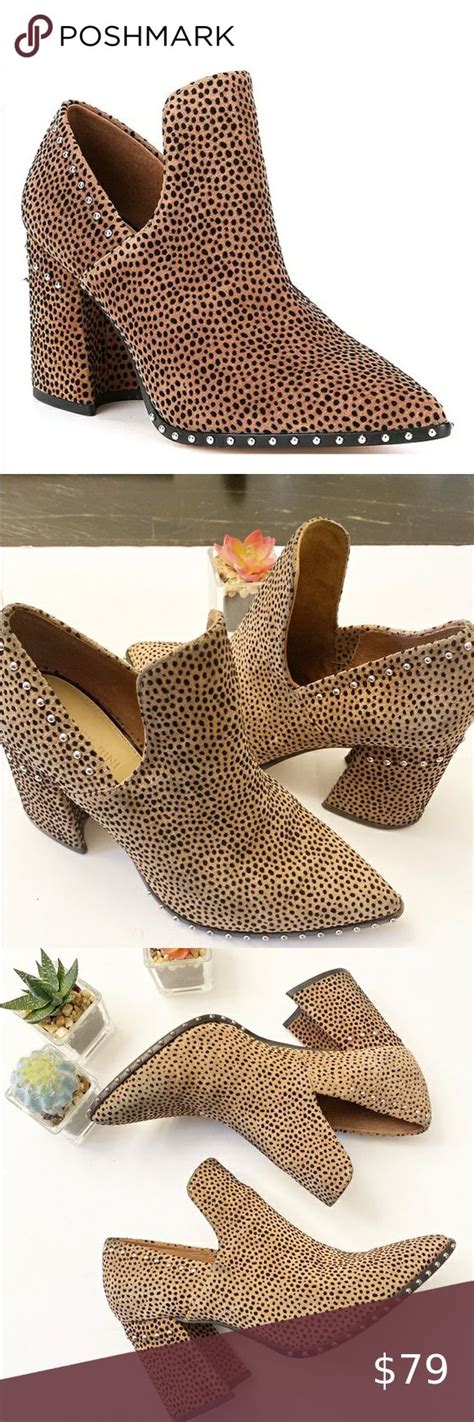 Gianni Bini Cheetah Print Studded Daveigh Western Block Heel Ankle