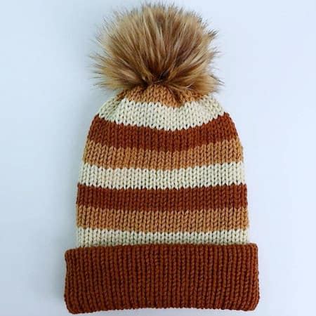 Free Striped Knitting Machine Hat Pattern (Reversible!) | Marching North